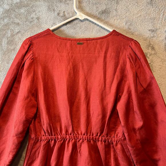 Saint Helena Cleo Mini Dress Linen Blend Size Small‎ Rust Orange New - Picture 8 of 9